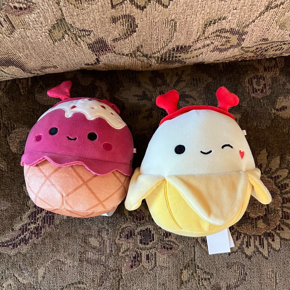 Two Squishmallows - junie banana and Clara the ice cream cone